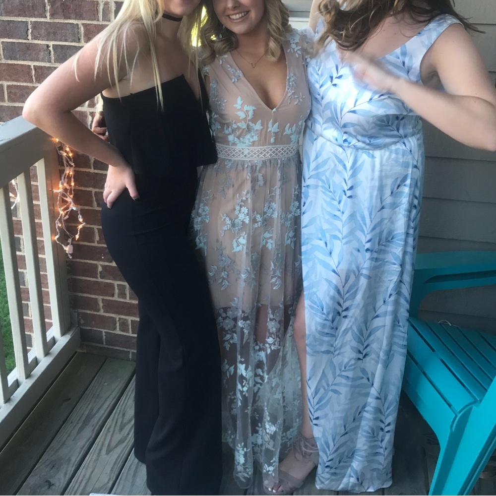 WAYF maxi dress with floral embroidery